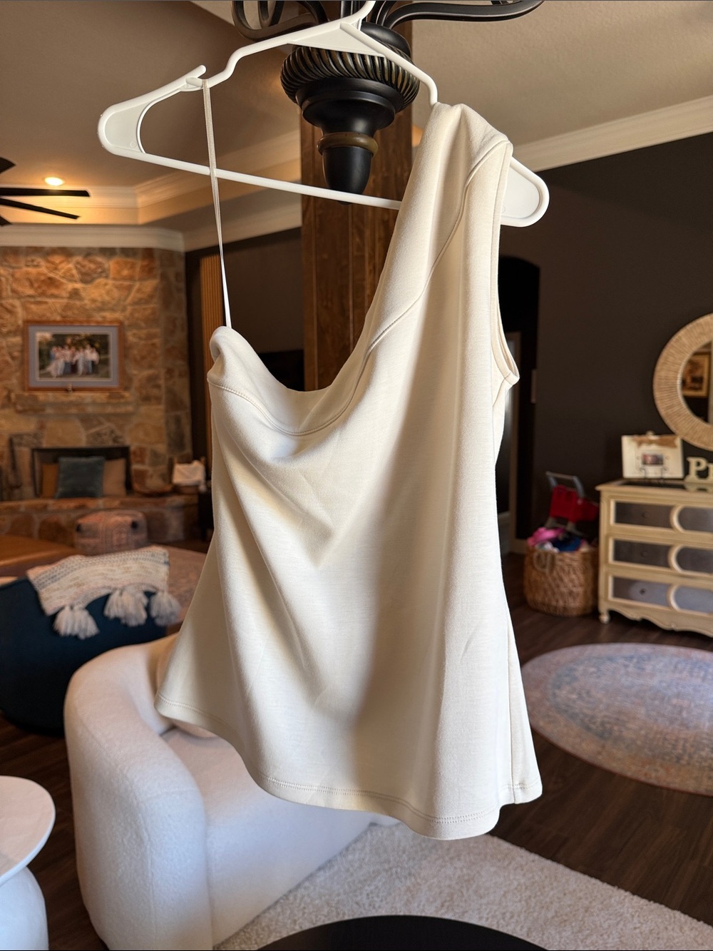 Banana Republic One-Shoulder Cream Top Dress